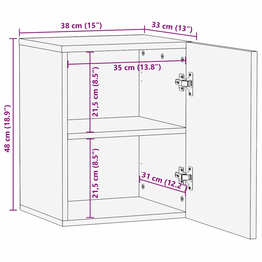 Waschbeckenunterschrank Braun, Schwarz 38 x 33,5 x 48 cm