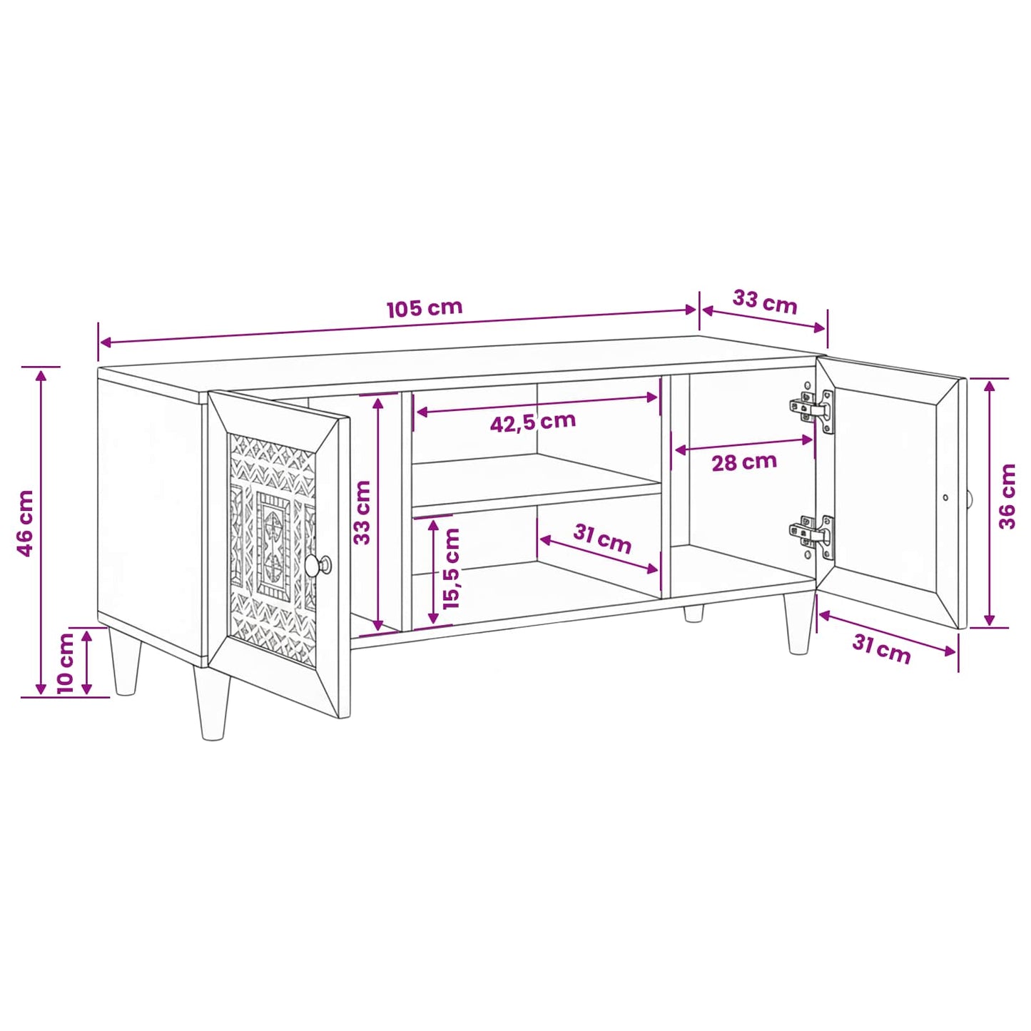 TV-Einheiten mit Regal Weiß 105 x 33 x 46 cm Holzwerkstoff