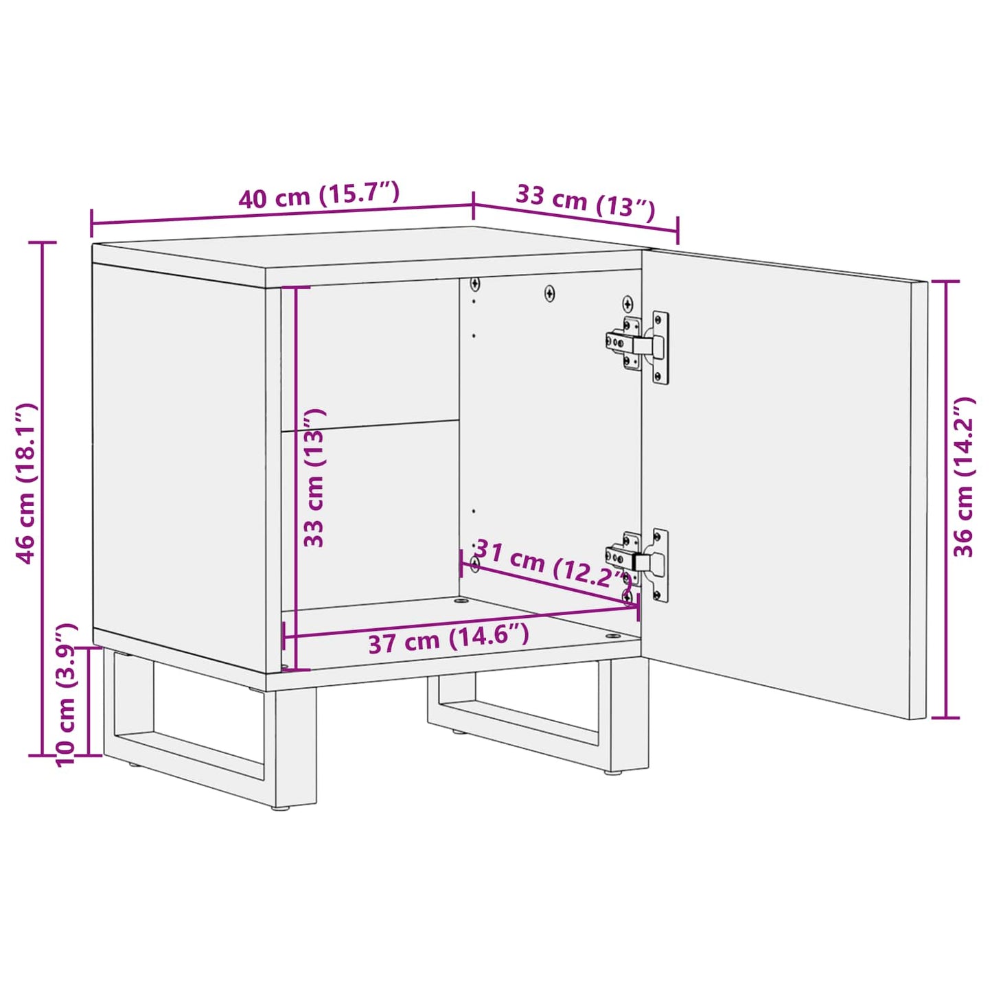 Nachttisch 2 stk. Braun 40 x 33 x 46 cm Massivholz Mango