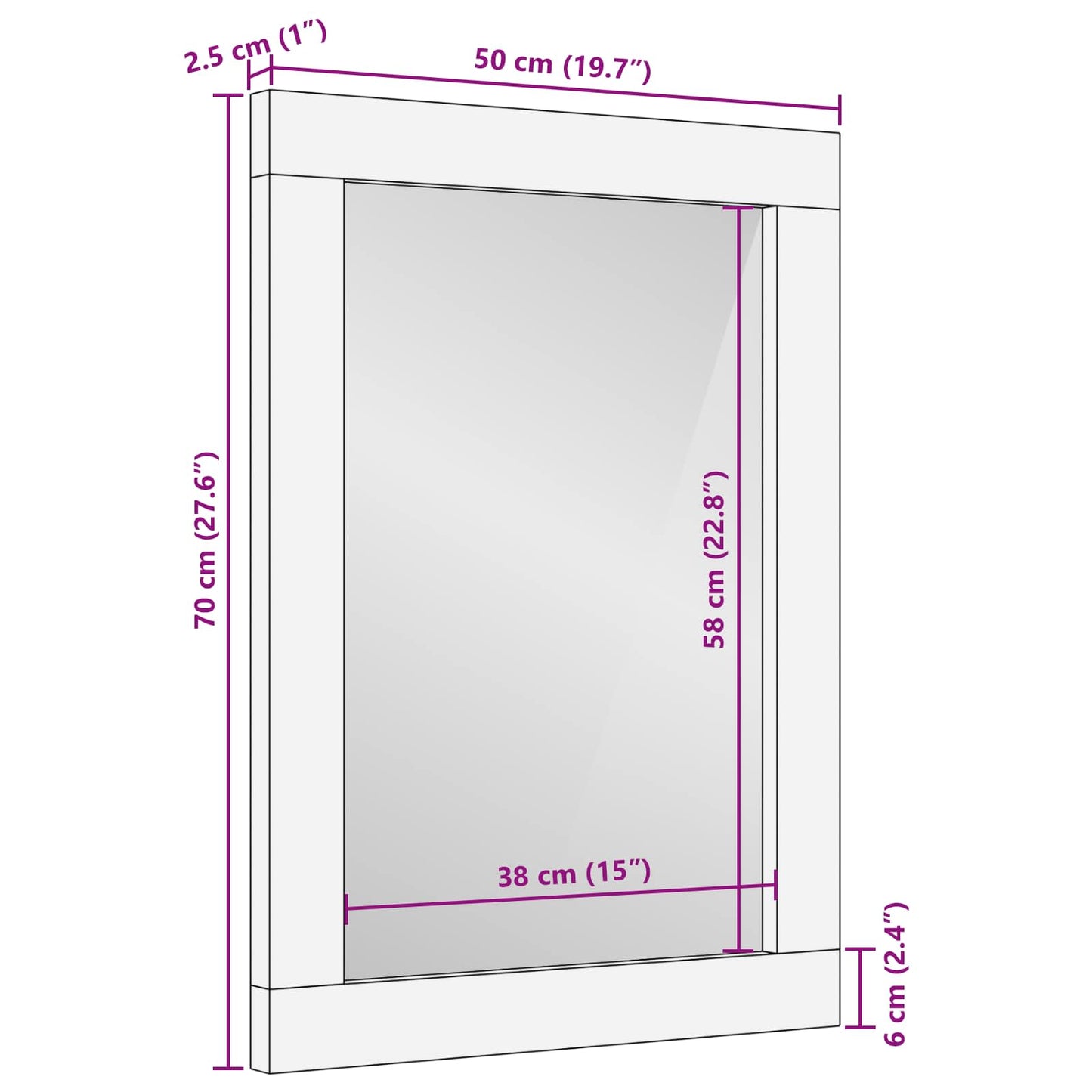 Badezimmer Spiegel Artisan-Eiche 50 x 70 x 2,5 cm