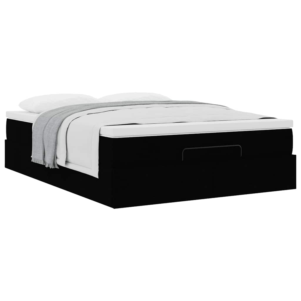 Ottoman-Bett mit Matratze Schwarz 140x200 cm Kunstleder