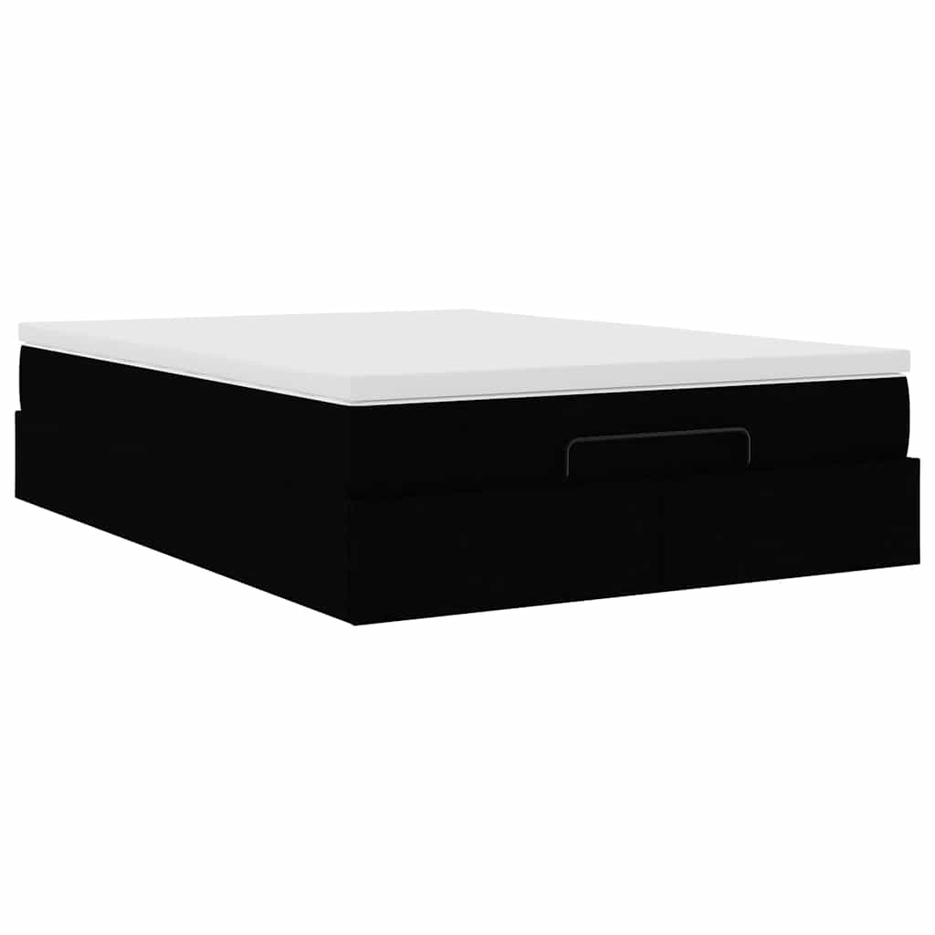 Ottoman-Bett mit Matratze Schwarz 140x200 cm Kunstleder