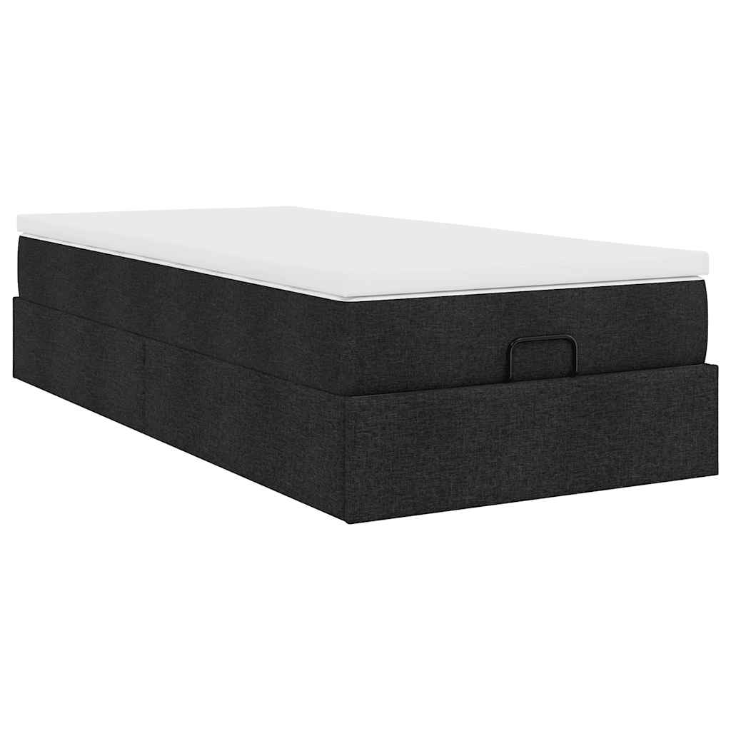 Ottoman bed with mattress black 90x200 cm fabric