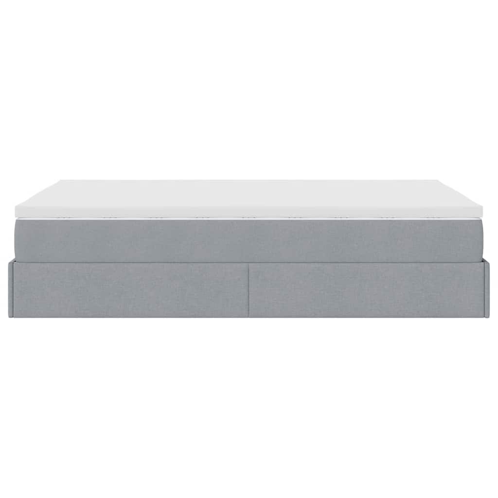 Ottoman-Bett mit Matratze Hellgrau 120x190 cm Stoff