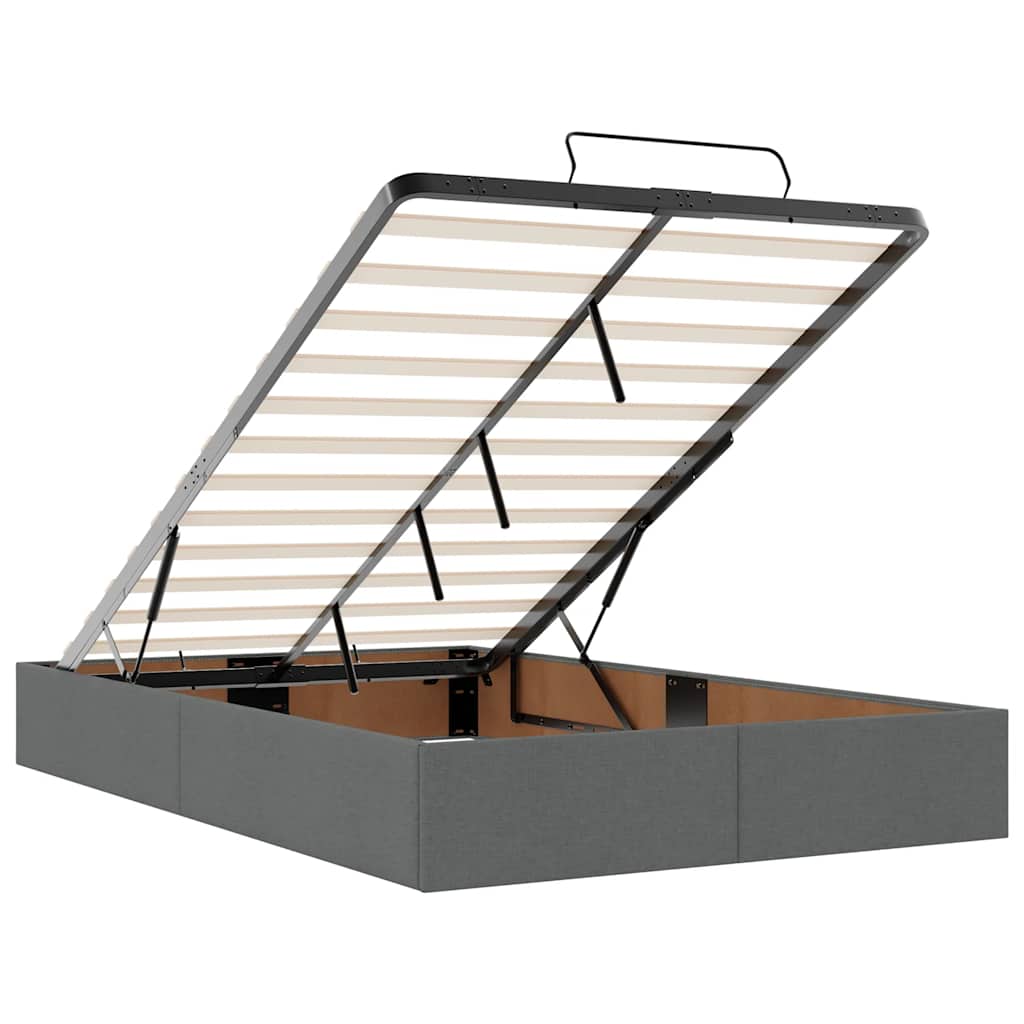 Lit ottoman avec matelas en tissu gris foncé 120x200 cm