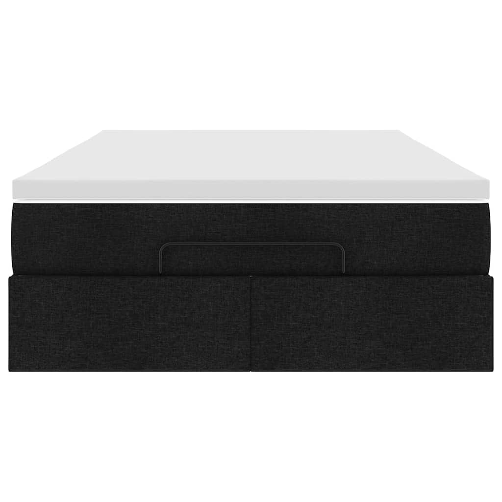 Ottoman-Bett mit Matratze Schwarz 120x200 cm Stoff