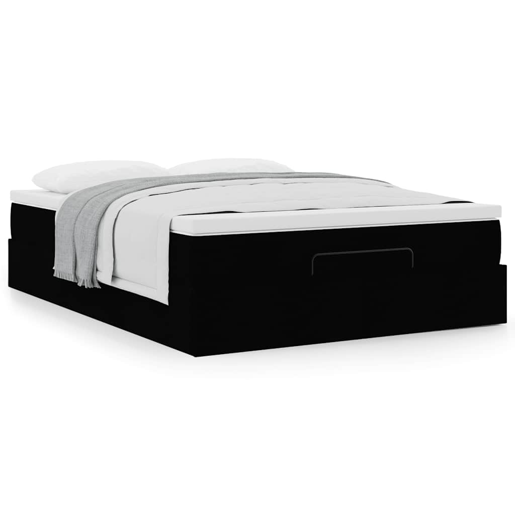 Ottoman-Bett mit Matratze Schwarz 140x200 cm Stoff