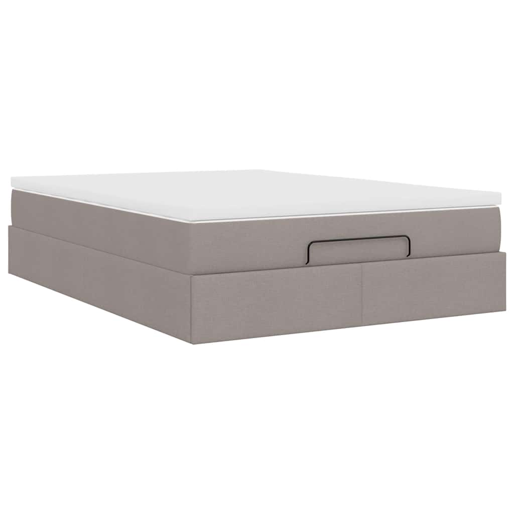 Ottoman-Bett mit Matratze Taupe 140x200 cm Stoff