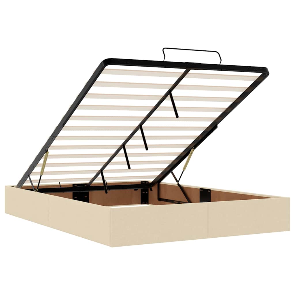 Lit ottoman avec matelas en tissu crème 140x200 cm