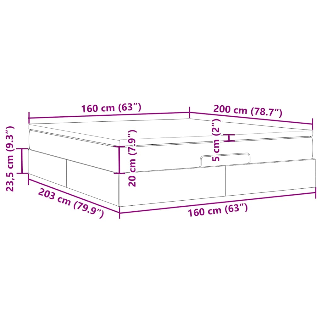 Ottoman-Bett mit Matratze Dunkelgrau 160x200 cm Stoff