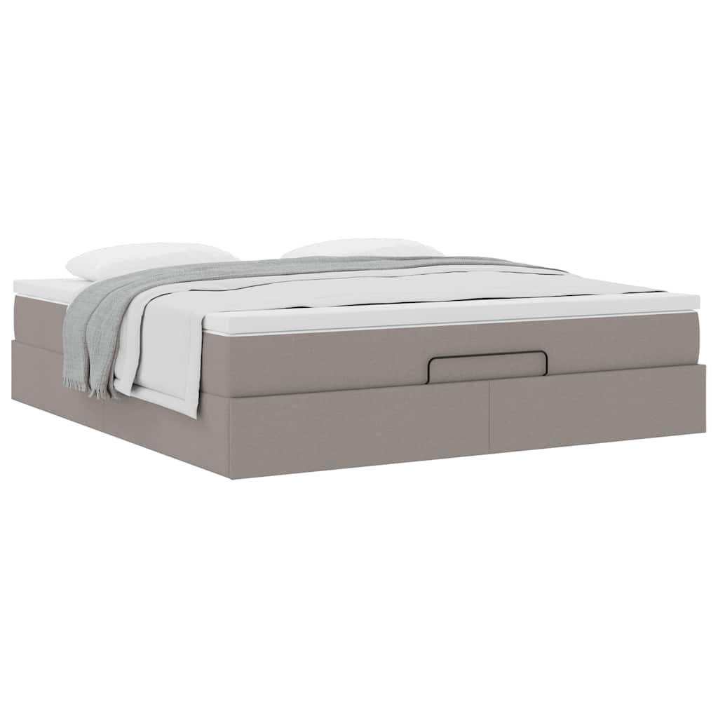 Ottoman-Bett mit Matratze Taupe 180x200 cm Stoff