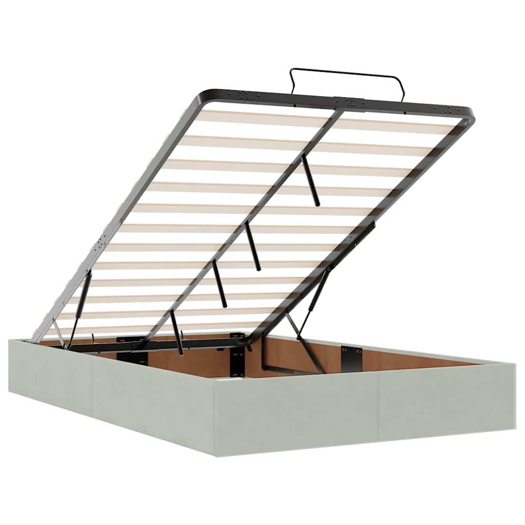 Lit ottoman avec matelas gris clair 120x200 cm velours