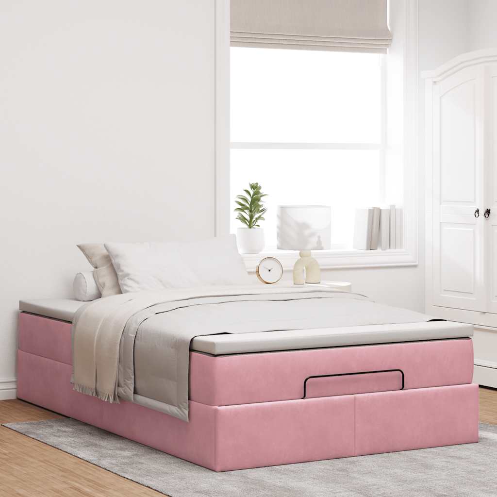 Ottoman-Bett mit Matratze Rosa 120x200 cm Samt