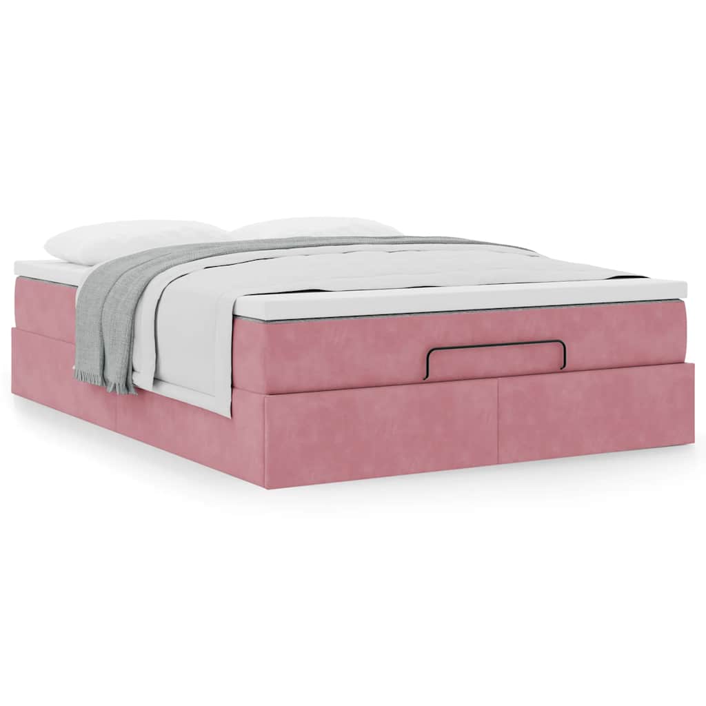 Ottoman-Bett mit Matratze Rosa 140x190 cm Samt