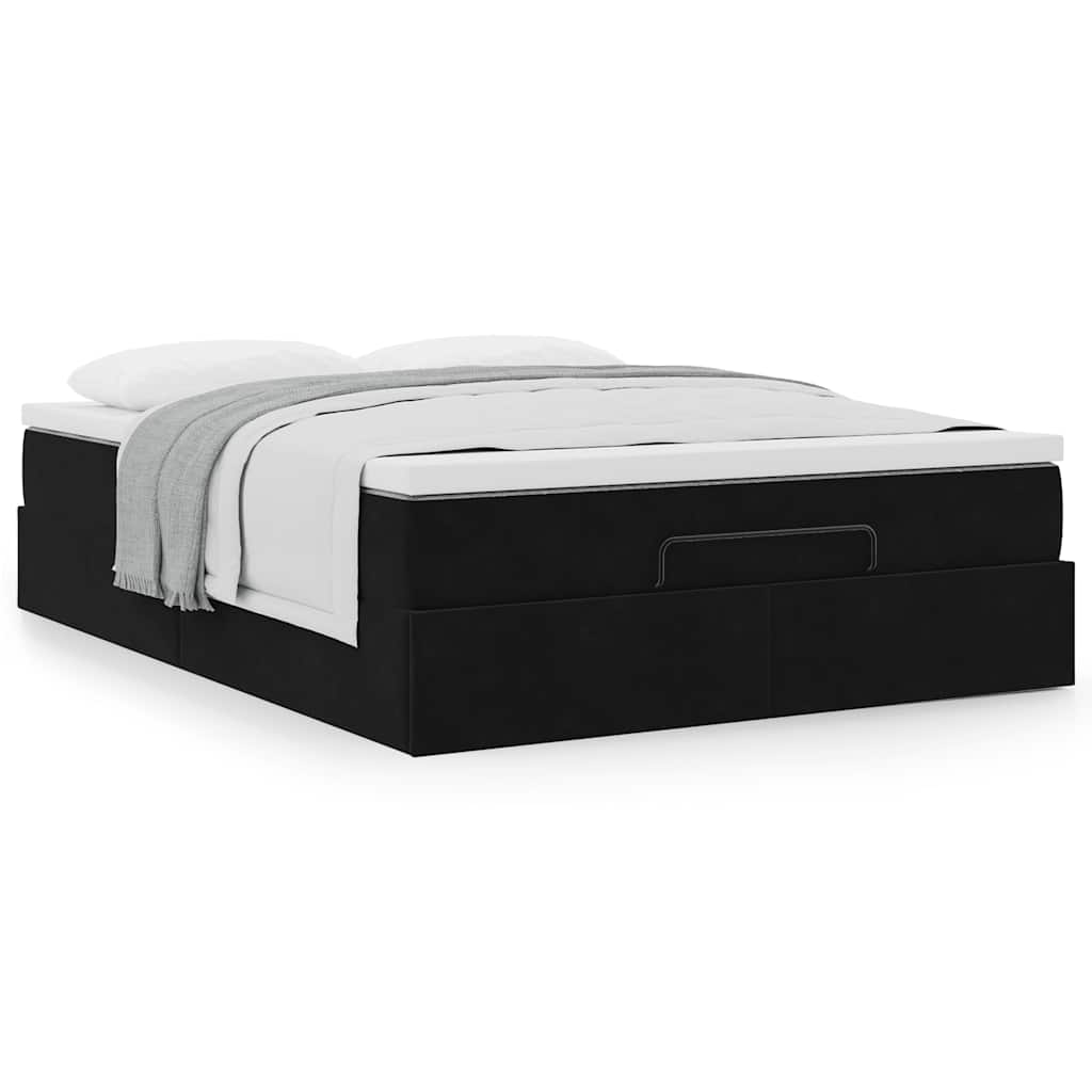 Ottoman-Bett mit Matratze Schwarz 140x200 cm Samt