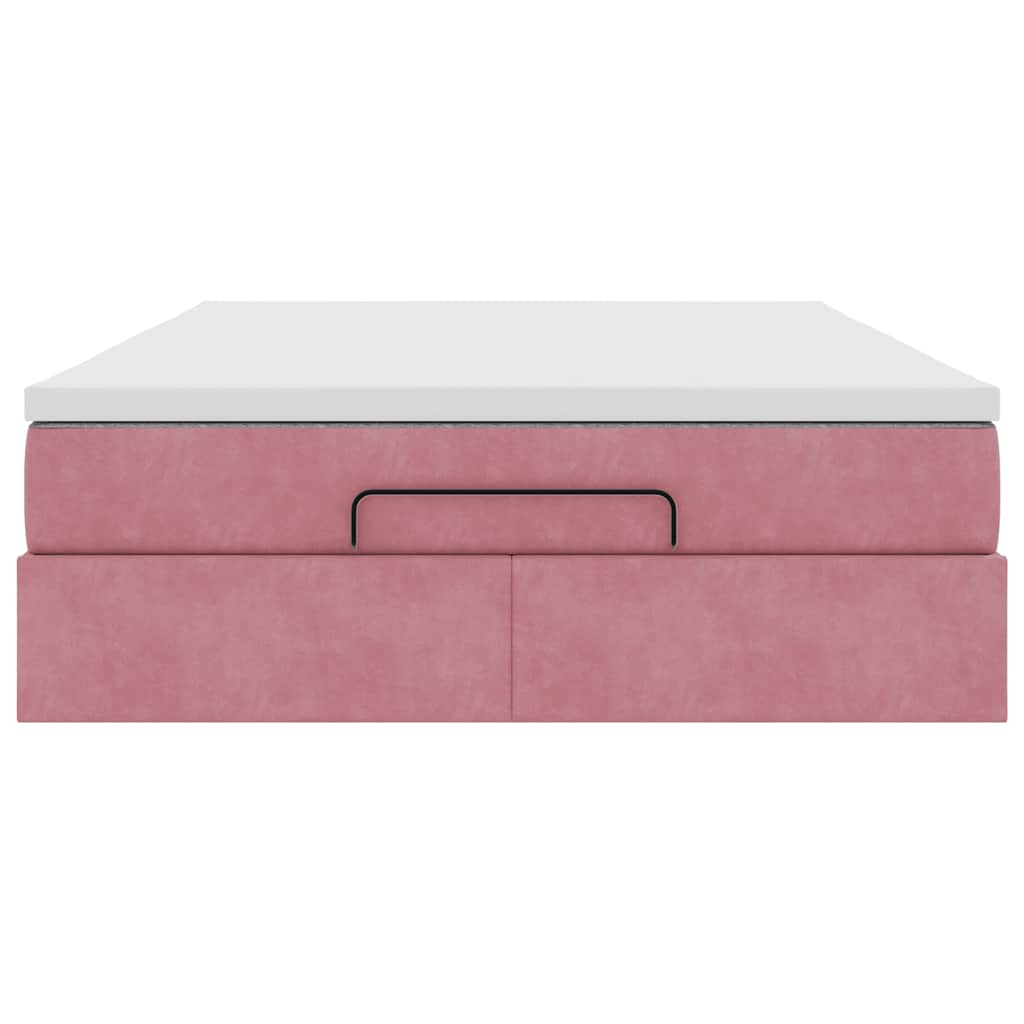Ottoman-Bett mit Matratze Rosa 140x200 cm Samt