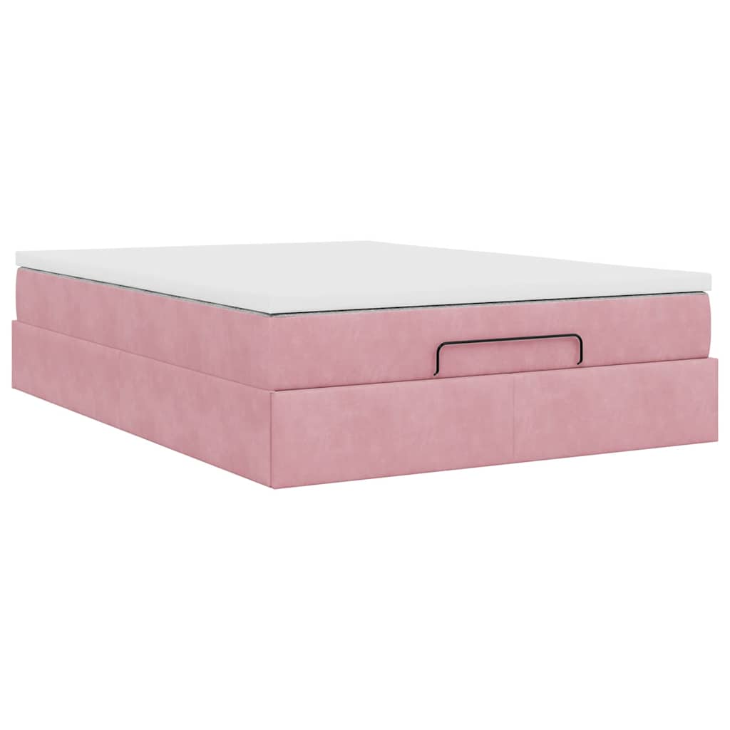 Ottoman-Bett mit Matratze Rosa 140x200 cm Samt