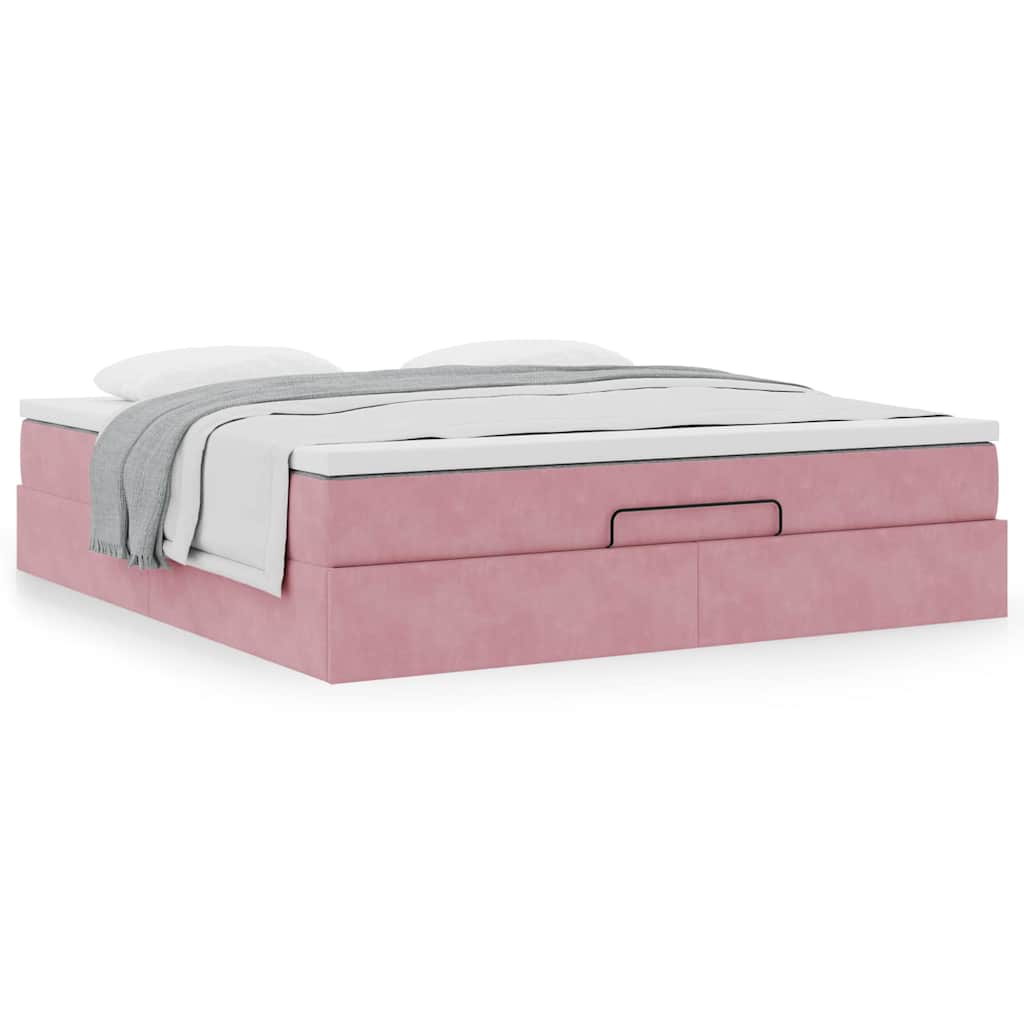 Ottoman-Bett mit Matratze Rosa 160x200 cm Samt