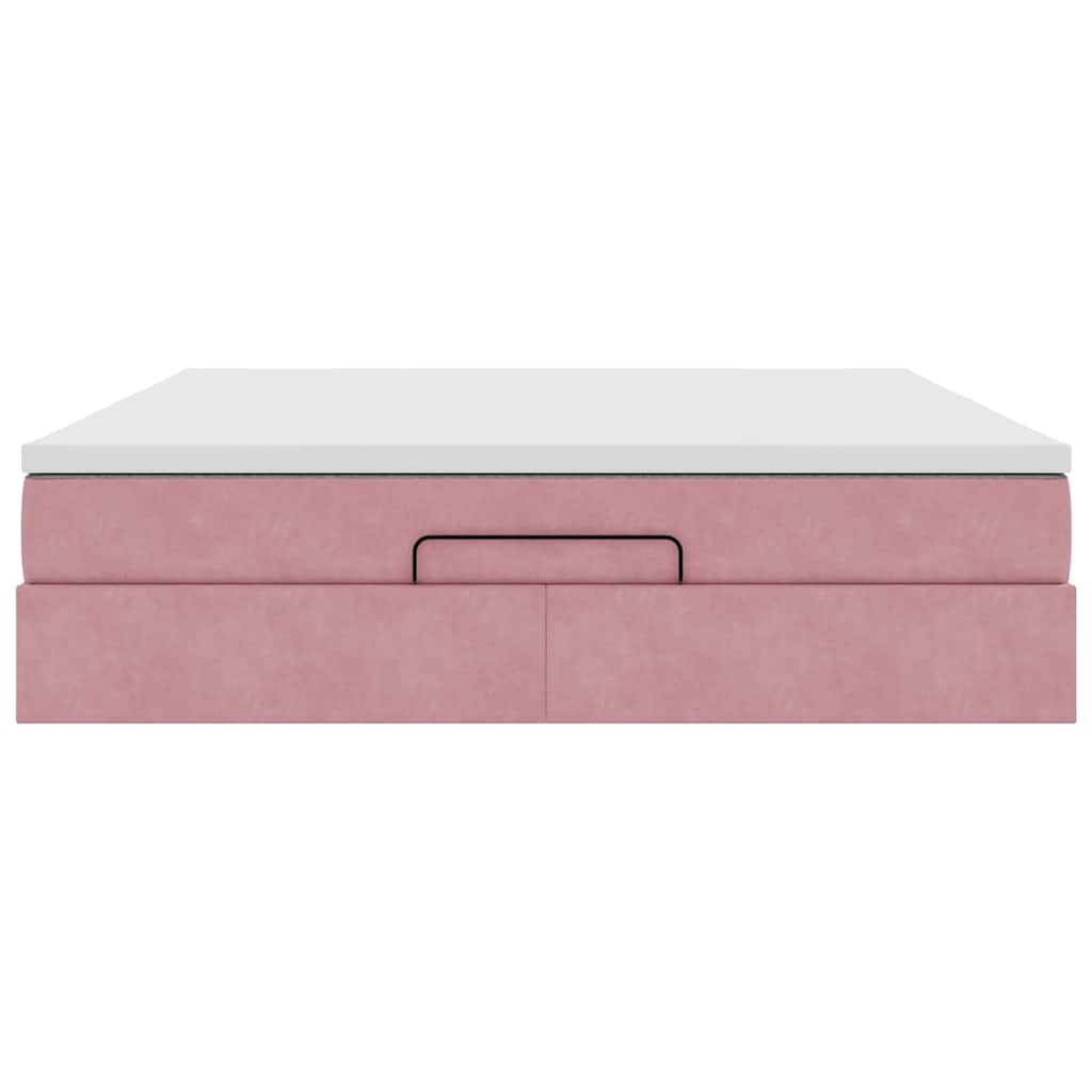 Ottoman-Bett mit Matratze Rosa 160x200 cm Samt