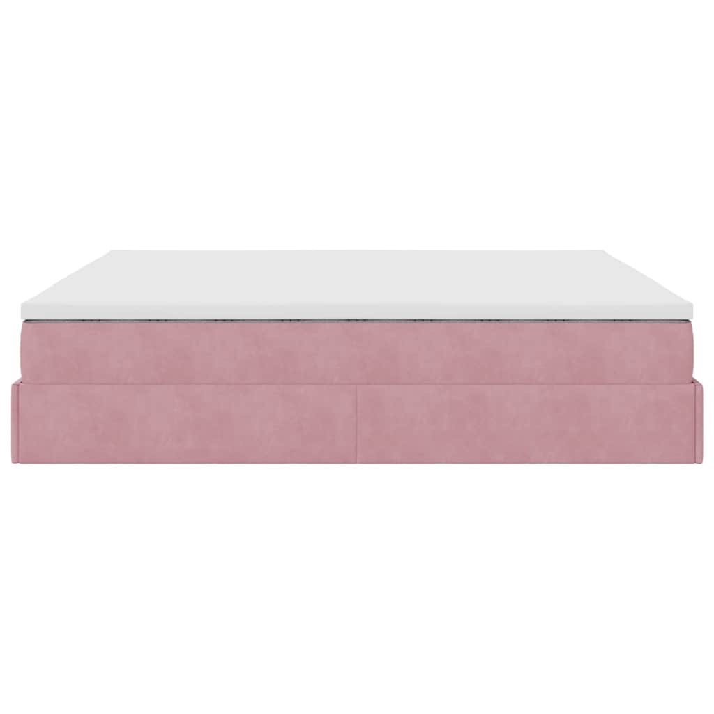 Ottoman-Bett mit Matratze Rosa 160x200 cm Samt