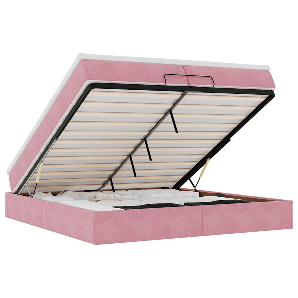Ottoman-Bett mit Matratzen Rosa 200x200 cm Samt