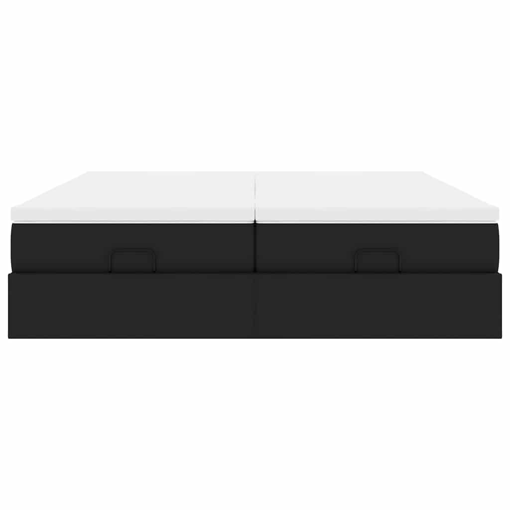 Ottoman bed with mattresses black 200x200 cm artificial leather