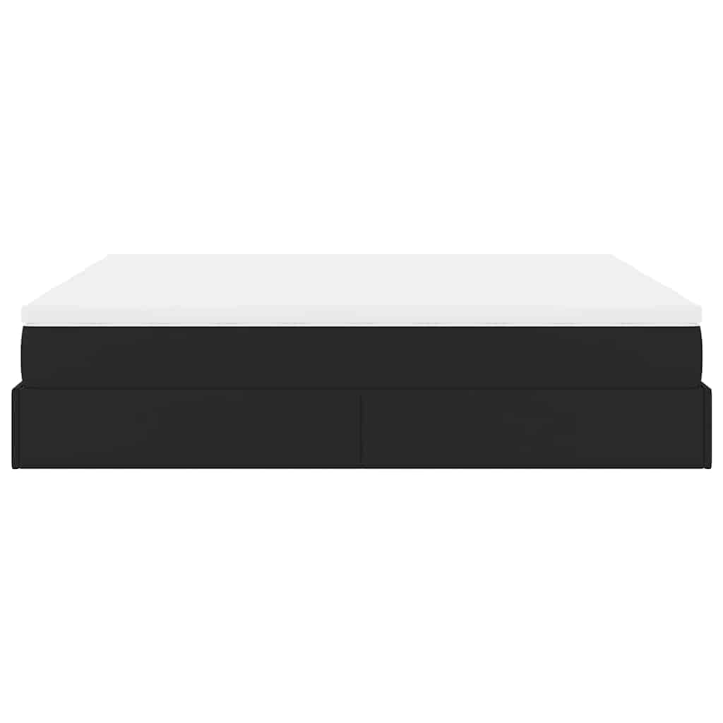 Ottoman bed with mattresses black 200x200 cm artificial leather