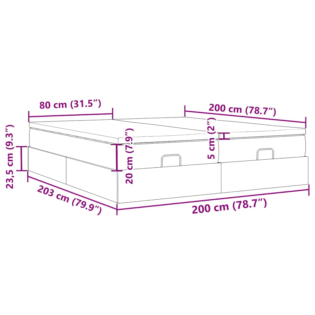 Ottoman-Bett mit Matratzen Dunkelgrau 200x200 cm Stoff