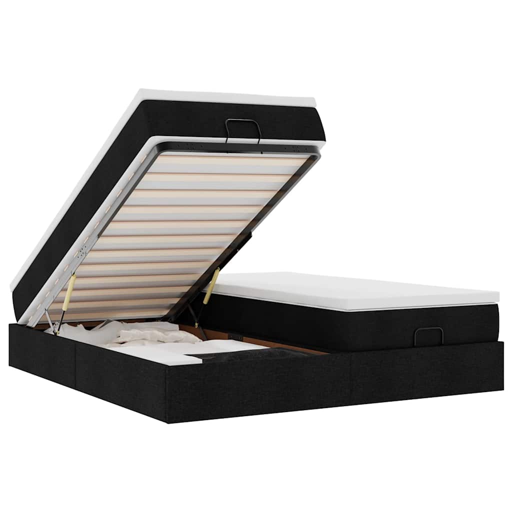 Ottoman bed with mattresses black 200x200 cm fabric