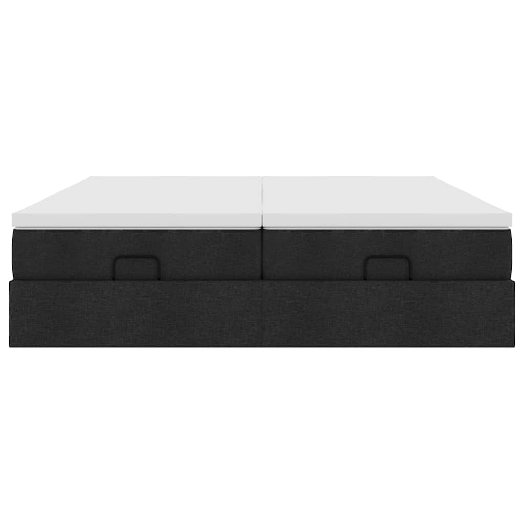 Ottoman bed with mattresses black 200x200 cm fabric
