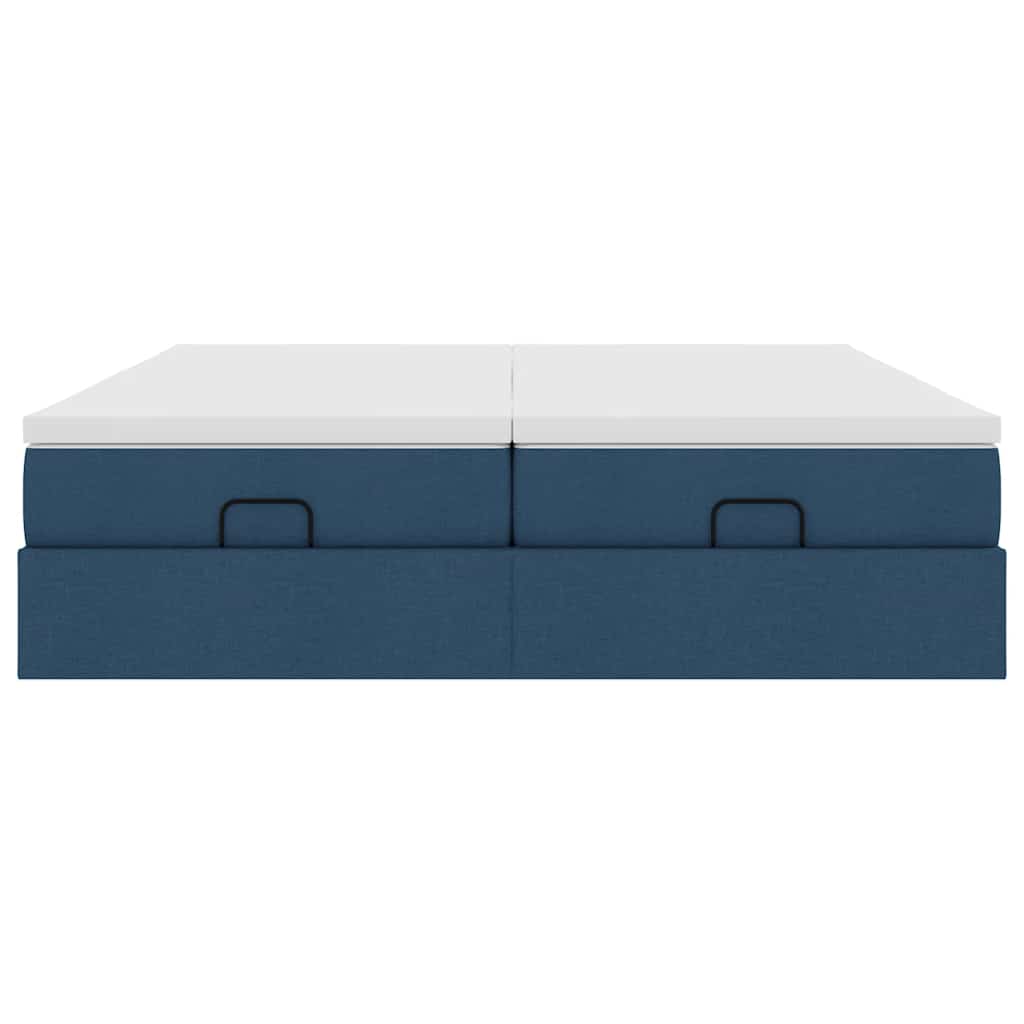 Ottoman-Bett mit Matratzen Blau 200x200 cm Stoff