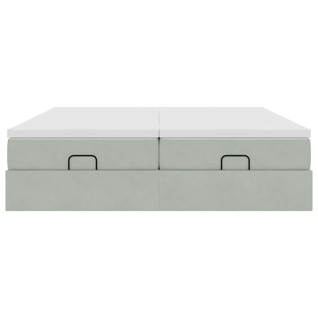 Lit ottoman avec matelas gris clair 180x200 cm velours