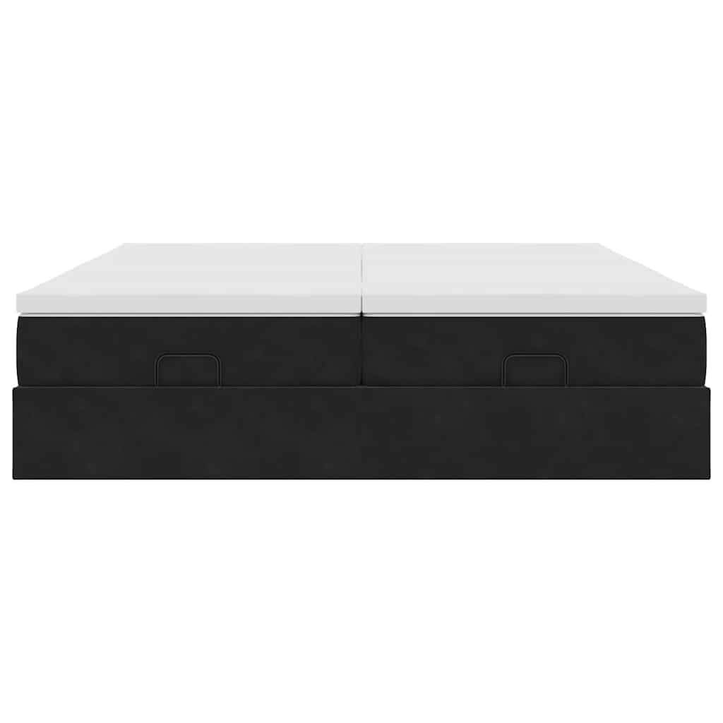 Ottoman-Bett mit Matratzen Schwarz 180x200 cm Samt