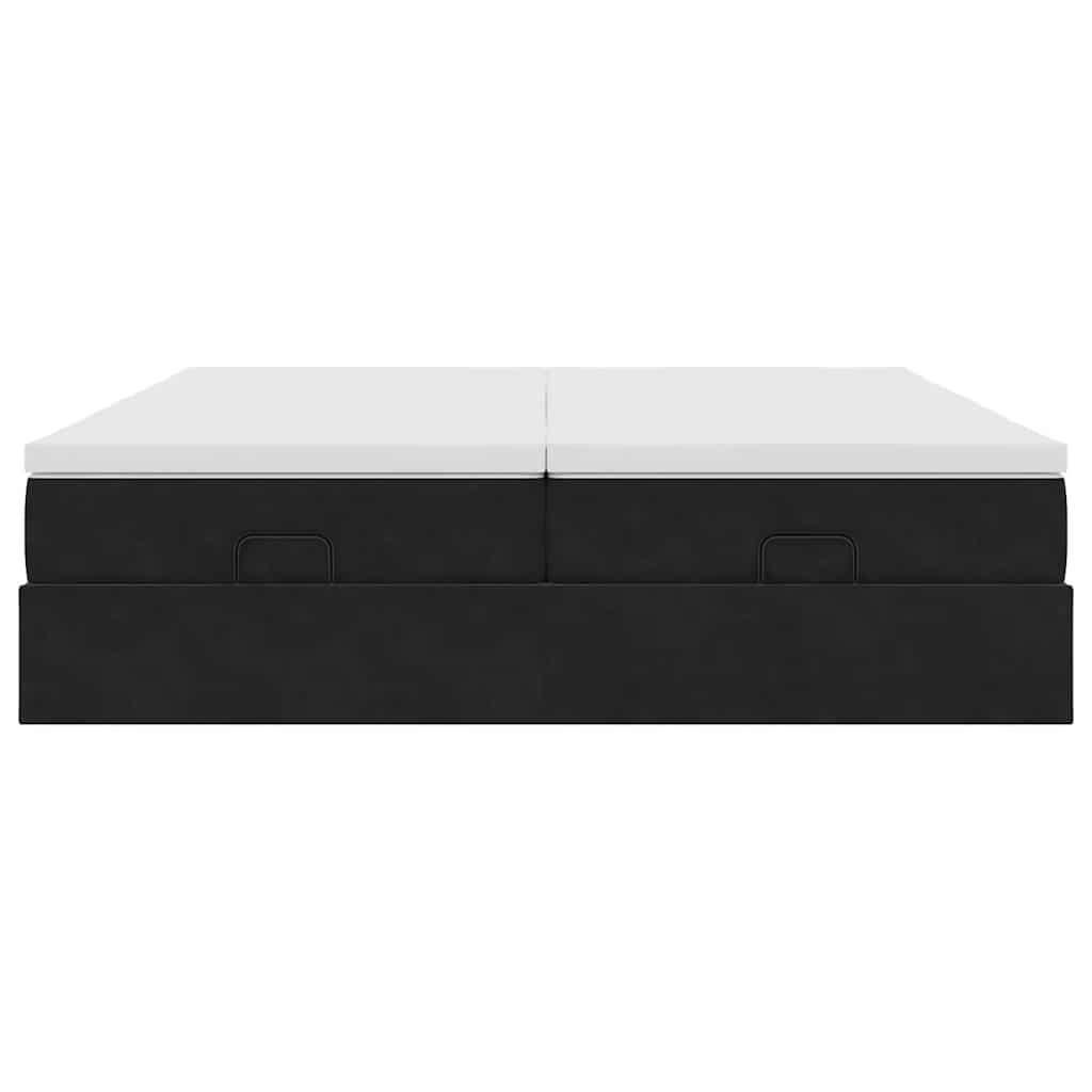 Ottoman-Bett mit Matratzen Schwarz 200x200 cm Samt
