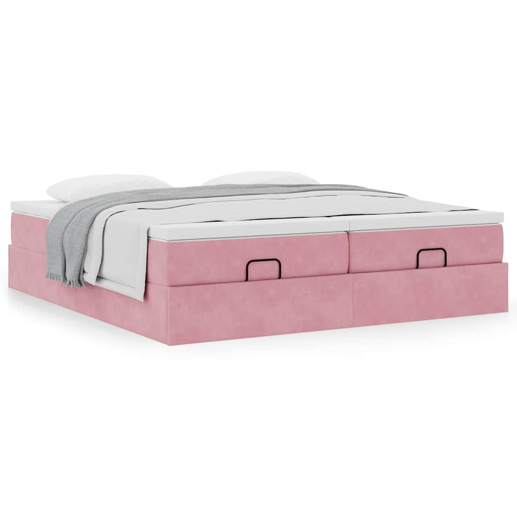 Ottoman-Bett mit Matratzen Rosa 200x200 cm Samt
