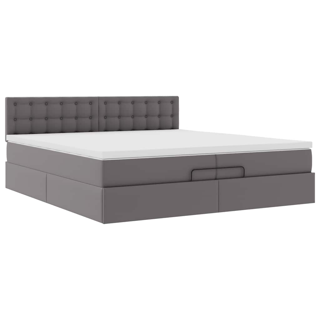 Ottoman-Bett mit Matratzen Grau 200x200 cm Kunstleder