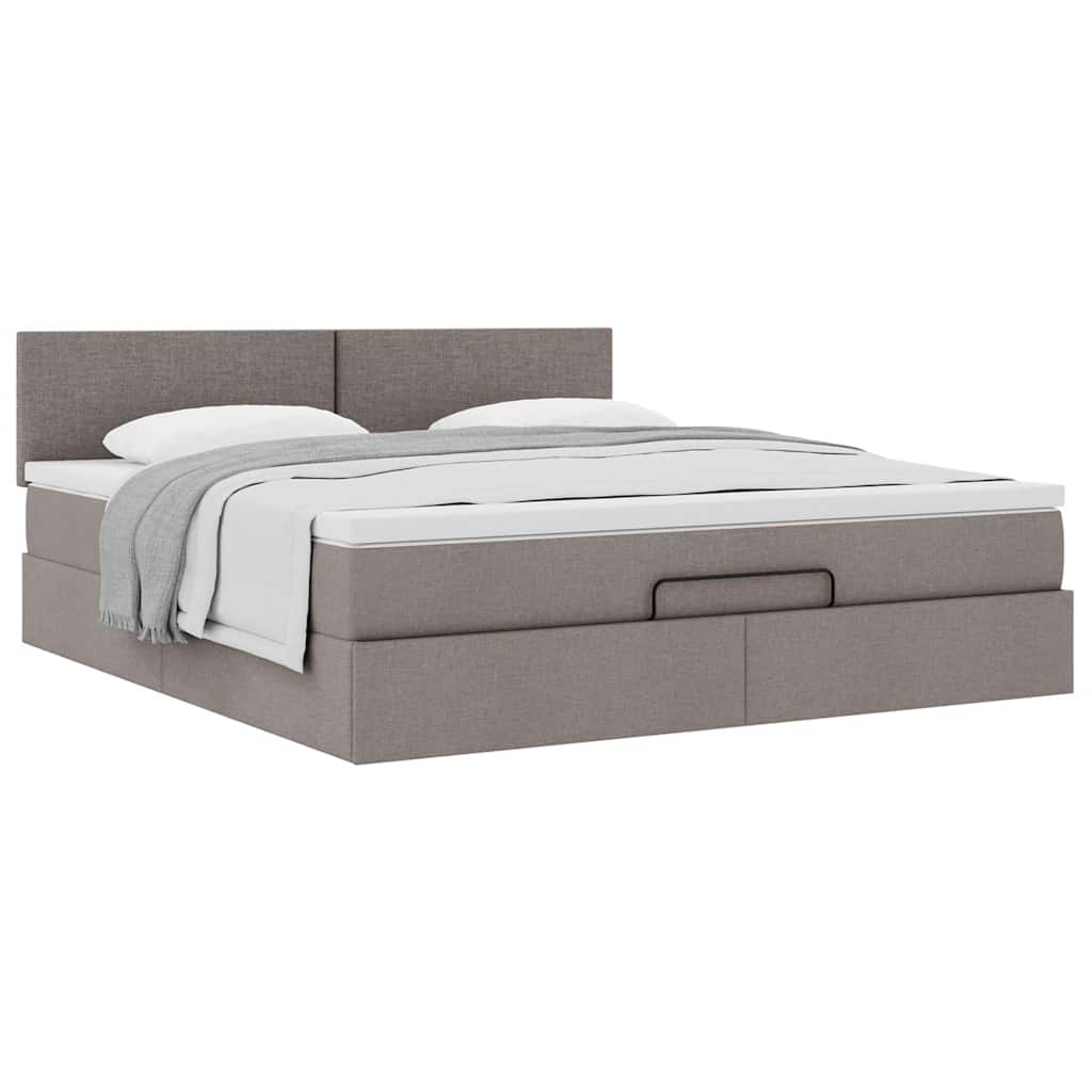 Ottoman-Bett mit Matratze Taupe 180x200 cm Stoff