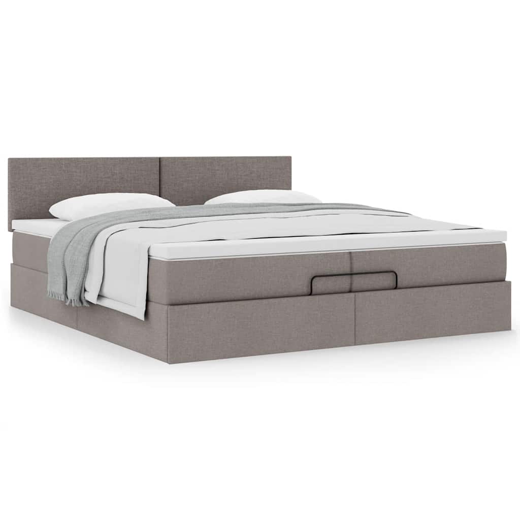 Ottoman-Bett mit Matratze Taupe 200x200 cm Stoff