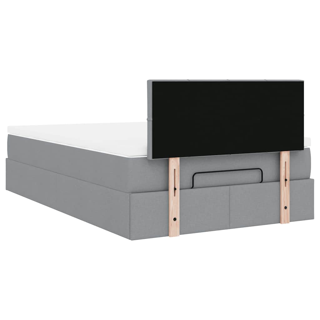 Ottoman bed with mattress light grey 120x200 cm fabric
