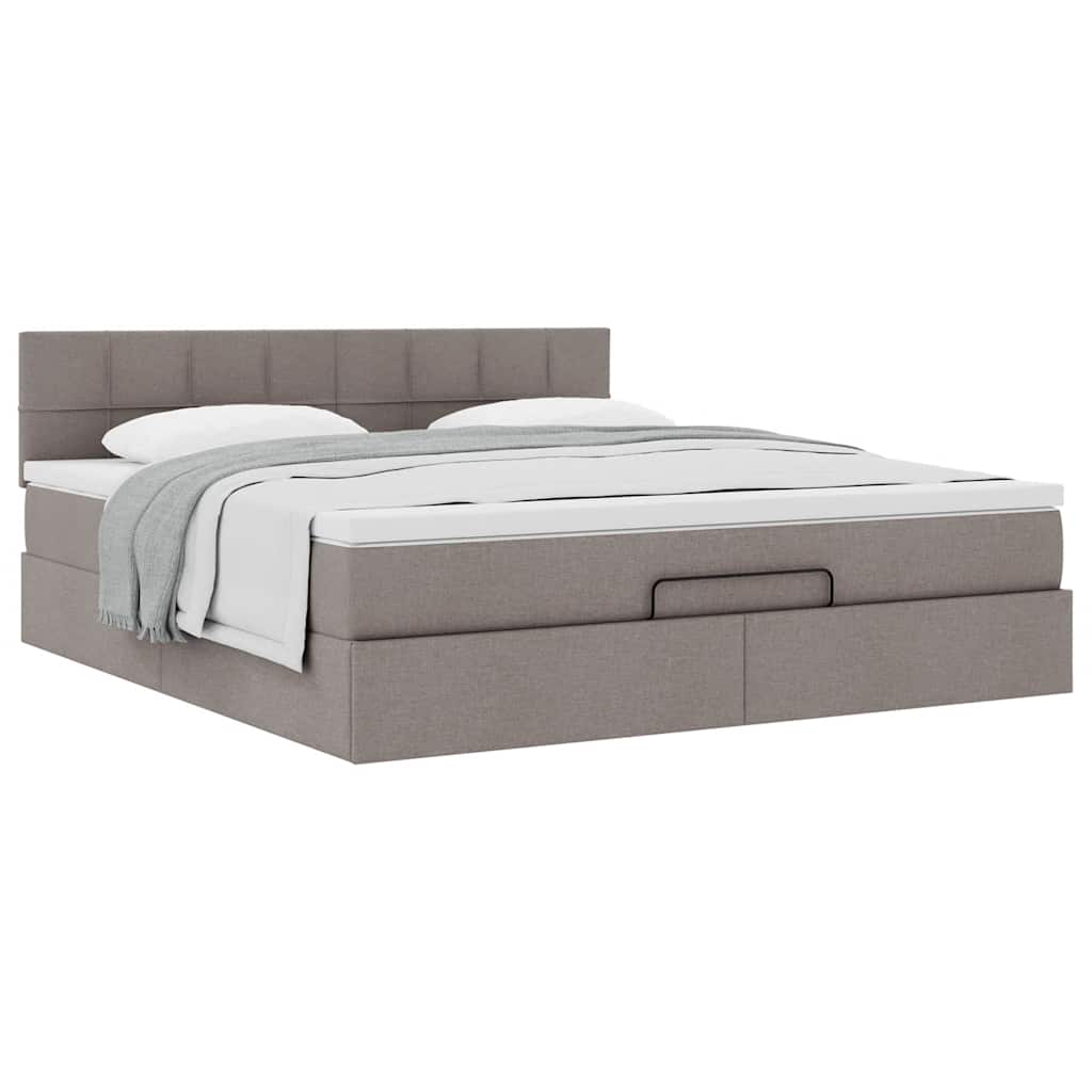Ottoman-Bett mit Matratze Taupe 180x200 cm Stoff