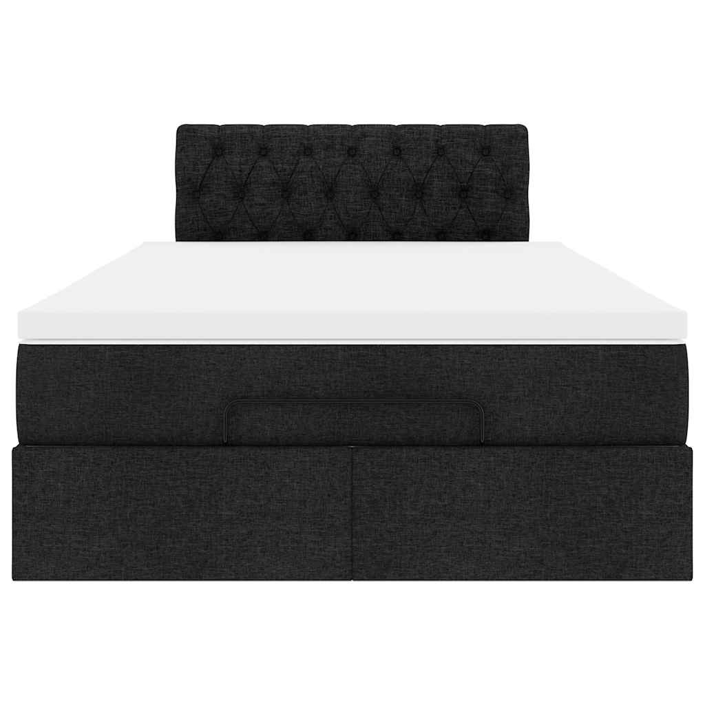 Ottoman-Bett mit Matratze Schwarz 120x200 cm Stoff