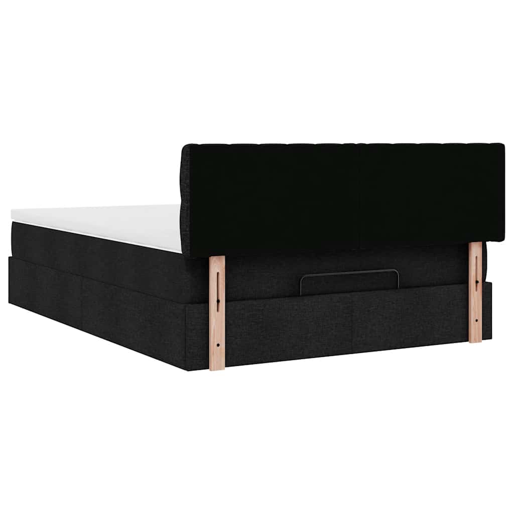 Ottoman-Bett mit Matratze Schwarz 140x190 cm Stoff