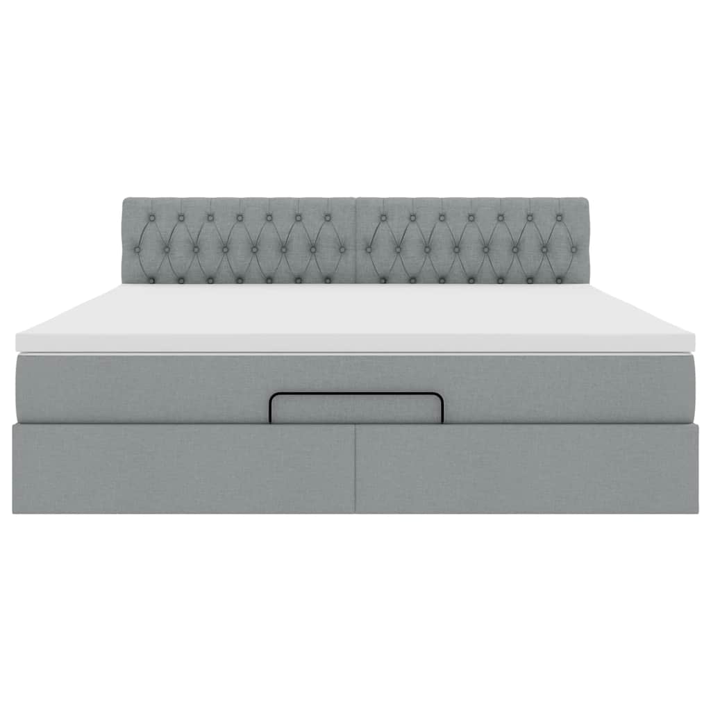 Ottoman-Bett mit Matratze Hellgrau 160x200 cm Stoff