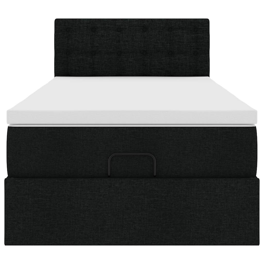 Ottoman bed with mattress black 90x200 cm fabric