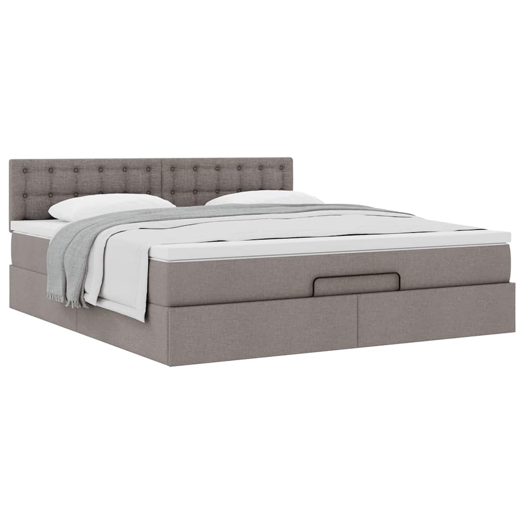 Ottoman-Bett mit Matratze Taupe 180x200 cm Stoff