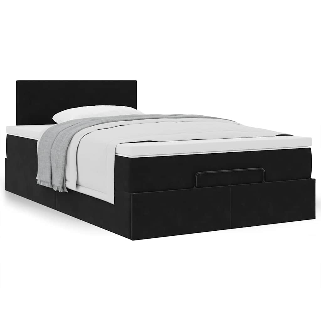 Ottoman-Bett mit Matratze Schwarz 120x200 cm Samt