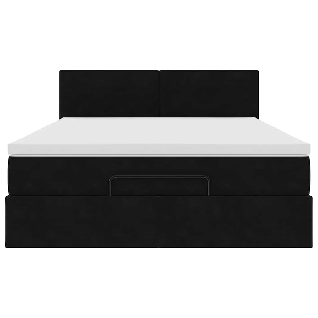 Ottoman-Bett mit Matratze Schwarz 140x200 cm Samt