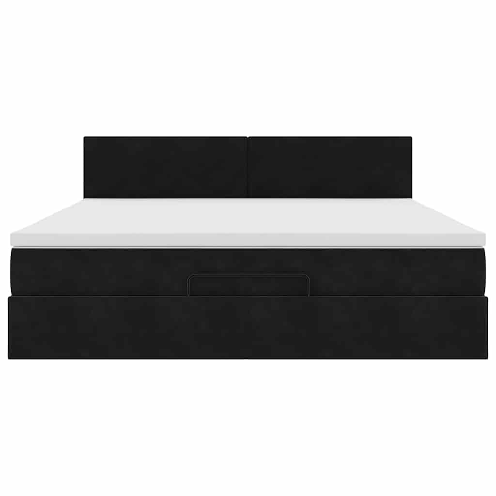 Ottoman bed with mattress black 180x200 cm velvet
