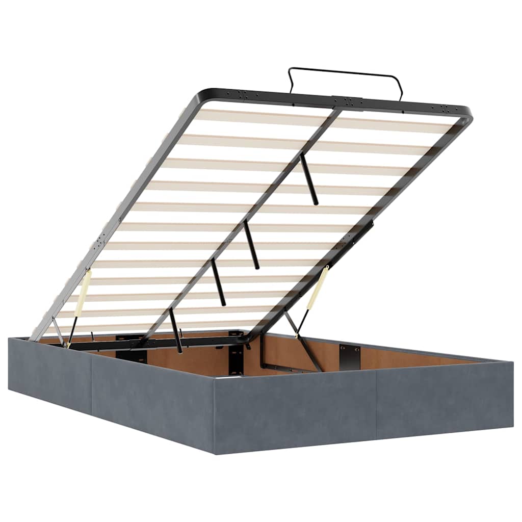 Ottoman-Bett mit Matratze Dunkelgrau 120x190 cm Samt
