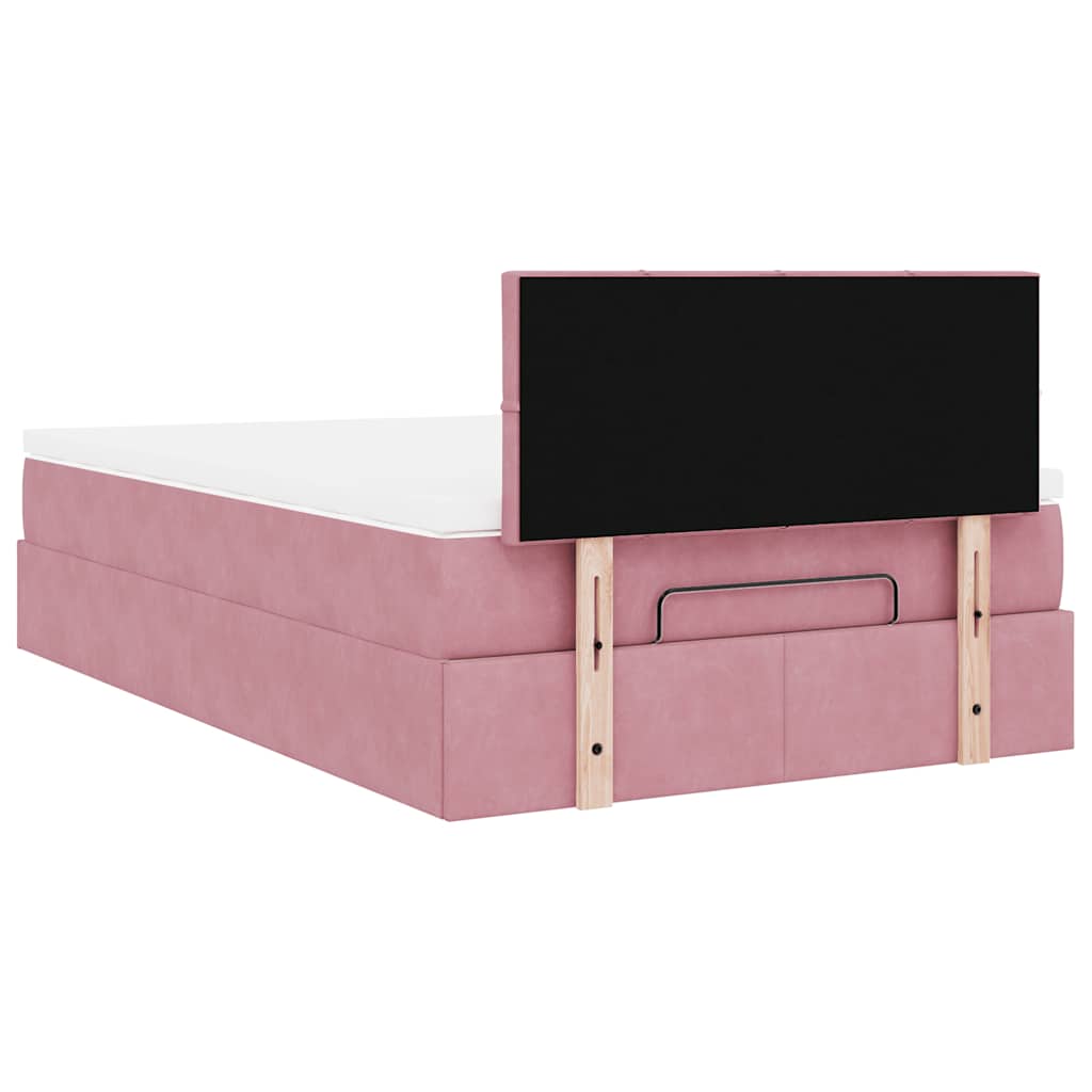 Ottoman-Bett mit Matratze Rosa 120x200 cm Samt